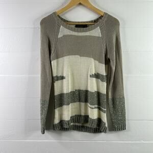 THE LIMITED Tan Cream Sage Knitted Crew Neck Long Sleeve Sweater Size Small‎